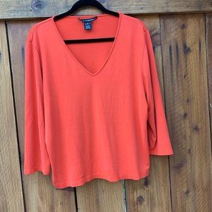 Ellen Tracy Red v neck 3/4 sleeve